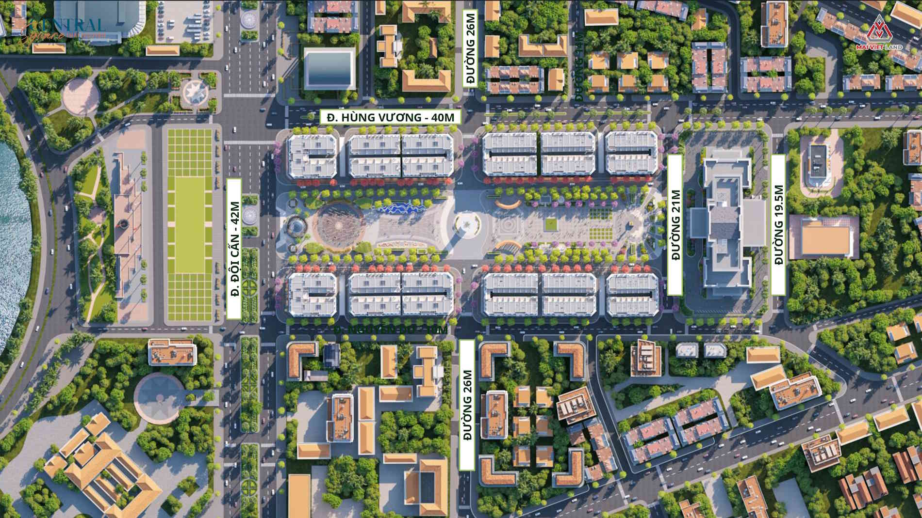 Phối cảnh mặt bằng dự án Central Square Thái Nguyên - Shophouse Phố đi bộ Thái Nguyên