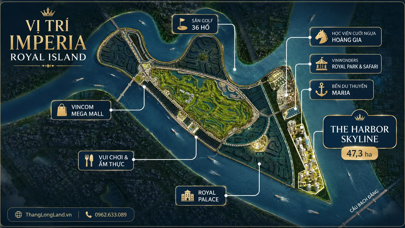 Phối cảnh từ trên cao dự án Imperia Royal Island.